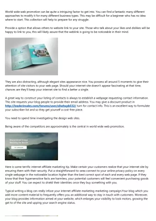 world wide web promotion can be quite