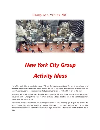 Group Activities NYC