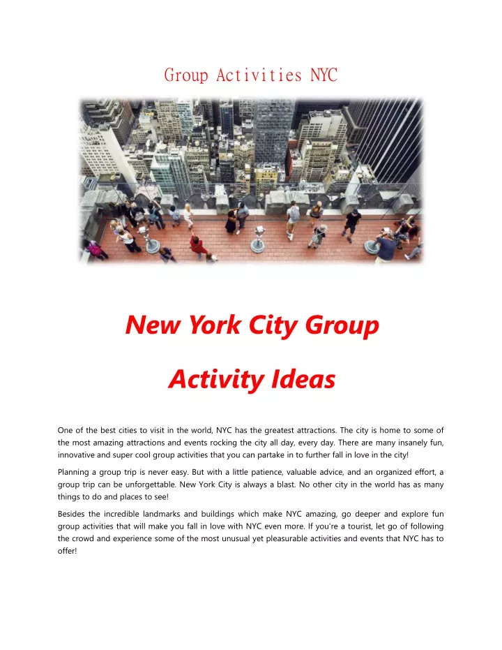 group activities nyc