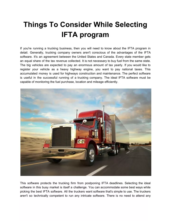 things to consider while selecting ifta program