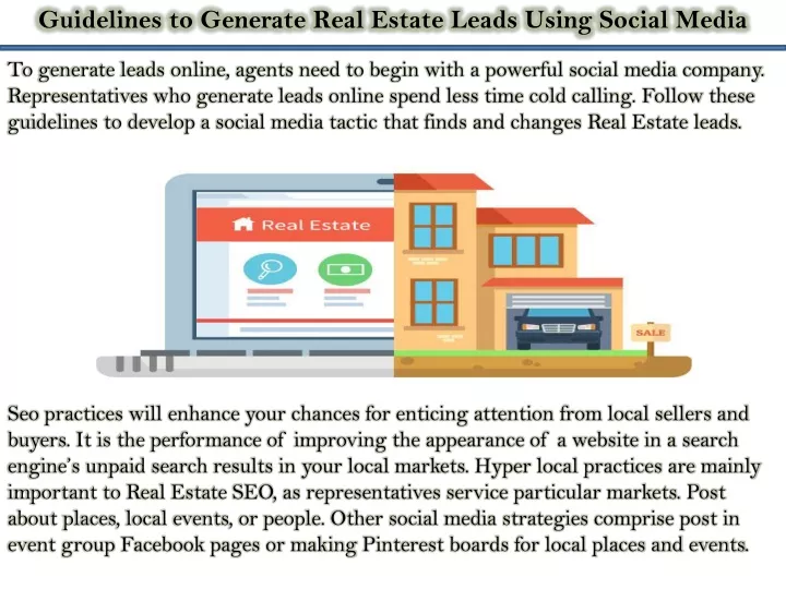 guidelines to generate real estate leads using