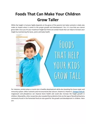 Foods That Can Make Your Children Grow Taller