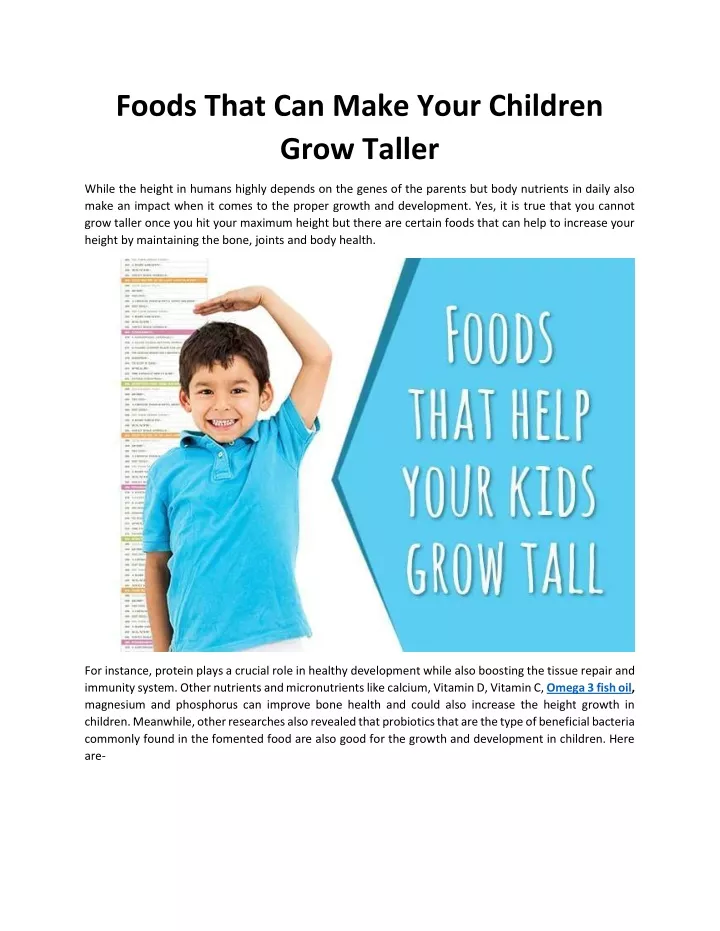foods that can make your children grow taller