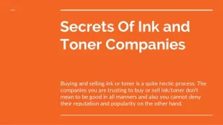 SECRETS INK AND TONER COMPANIES DON’T WANT YOU TO KNOW