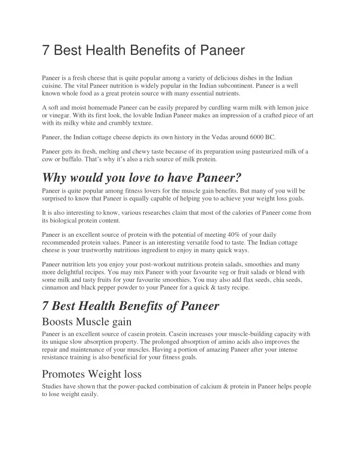 7 best health benefits of paneer paneer