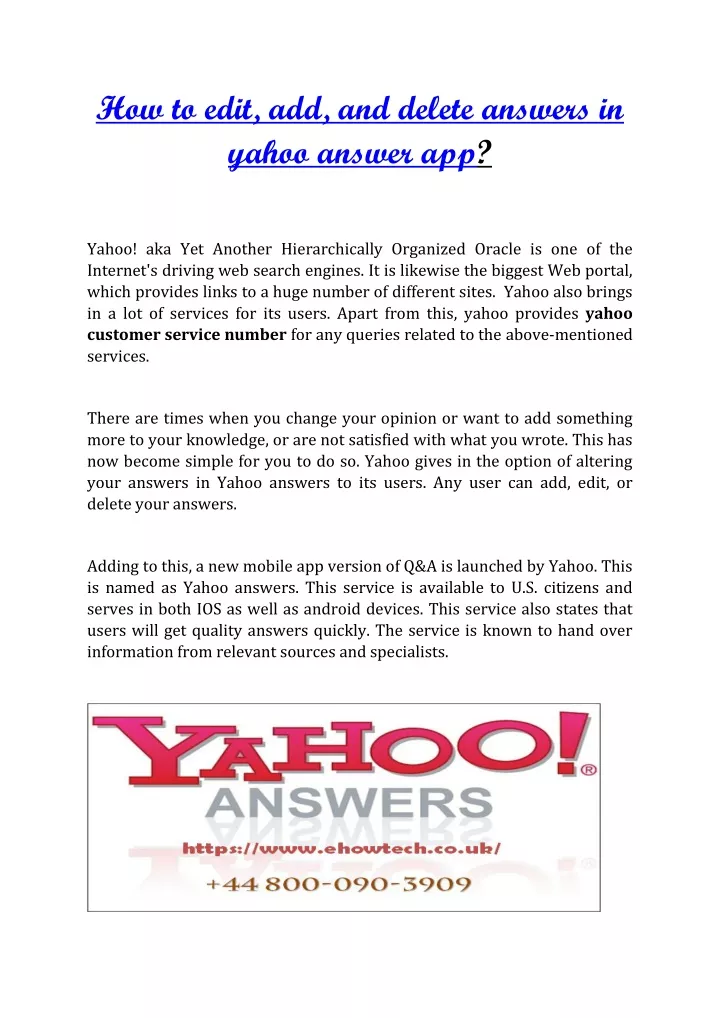 how to edit add and delete answers in yahoo