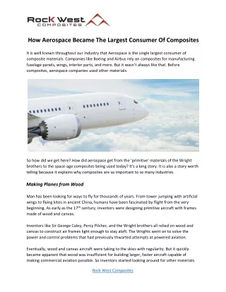 How Aerospace Became The Largest Consumer Of Composites