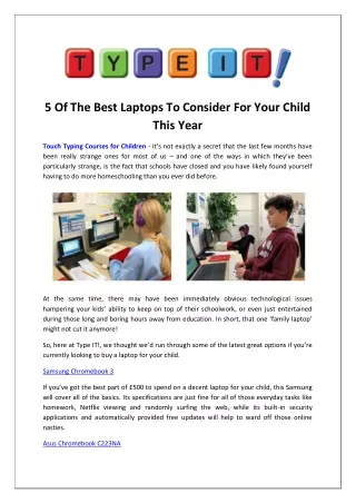 5 of the best laptops to consider for your child