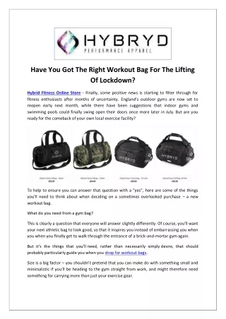 have you got the right workout