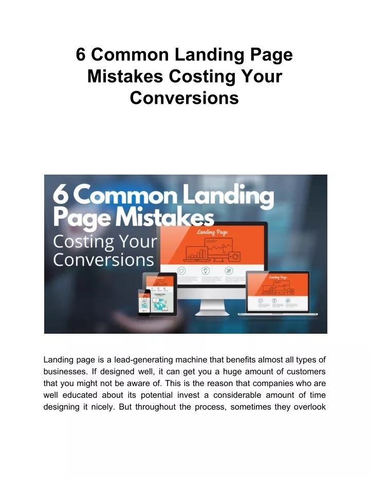 6 common landing page mistakes costing your