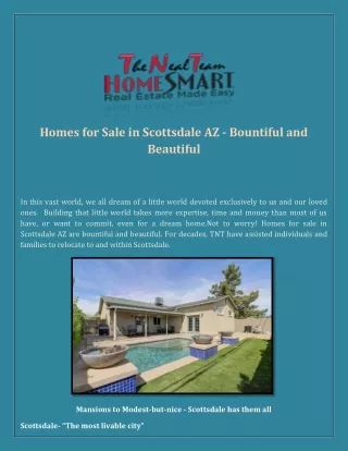 Homes for Sale in Scottsdale AZ - Bountiful and Beautiful