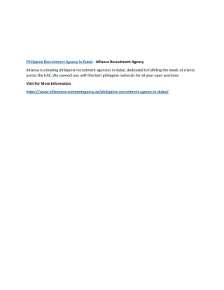 philippine recruitment agency in dubai alliance
