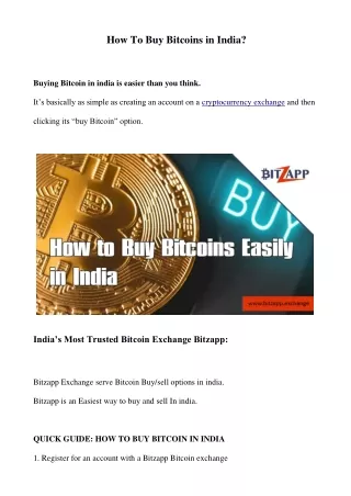How To Buy Bitcoins in India?