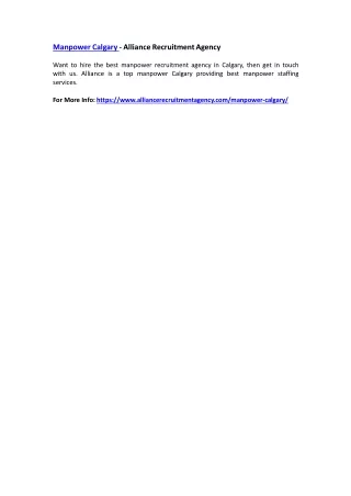 manpower calgary alliance recruitment agency want