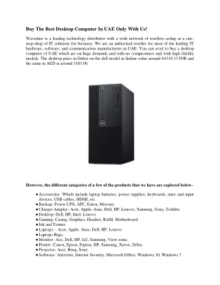 Buy The Best Desktop Computer In UAE Only With Us!