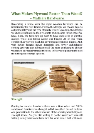 What Makes Plywood Better Than Wood? - Mathaji Hardware