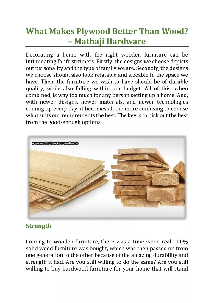 what makes plywood better than wood mathaji