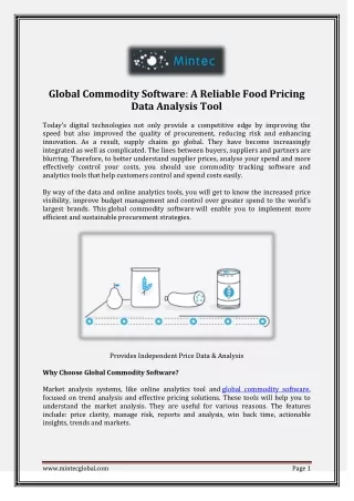 Global Commodity Software: A Reliable Food Pricing Data Analysis Tool