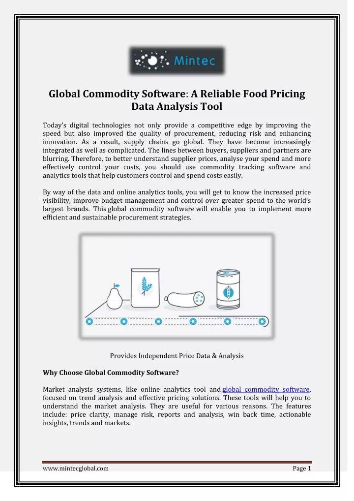 global commodity software a reliable food pricing