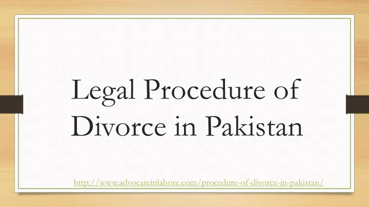 legal procedure of divorce in pakistan