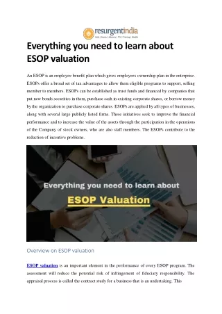 everything you need to learn about esop valuation