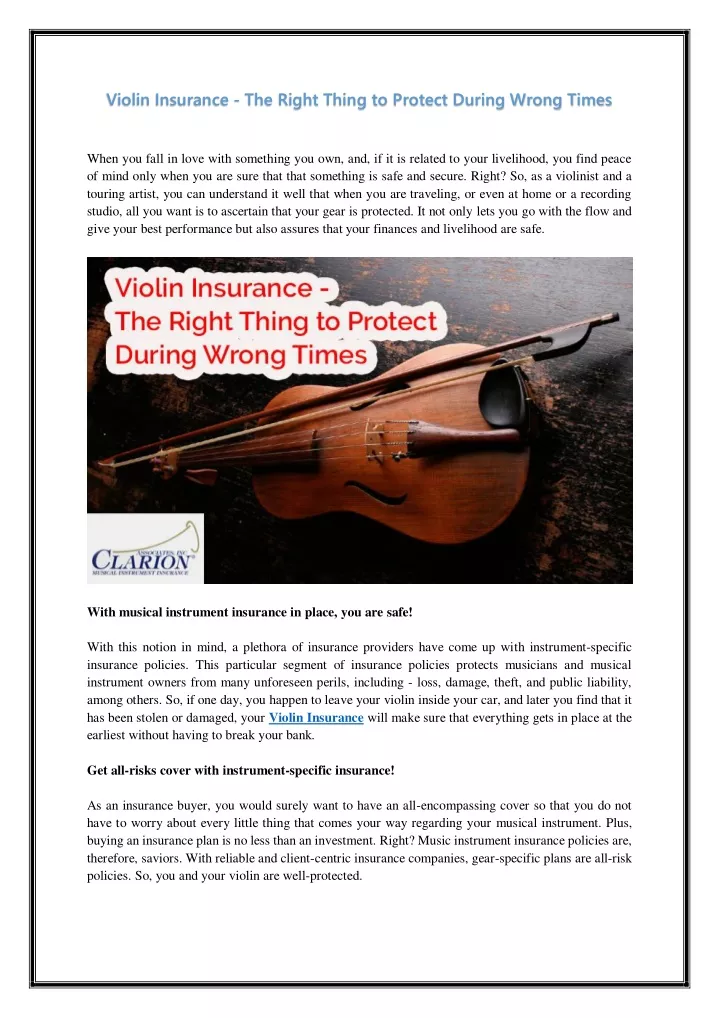 violin insurance the right thing to protect