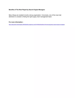 benefits of the role played by search engine