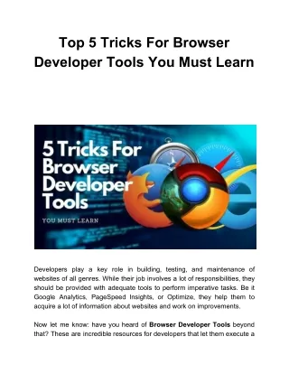 top 5 tricks for browser developer tools you must