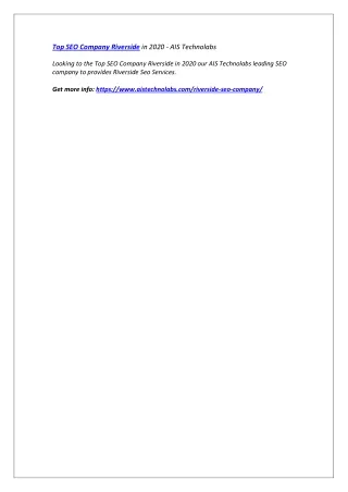 top seo company riverside in 2020 ais technolabs