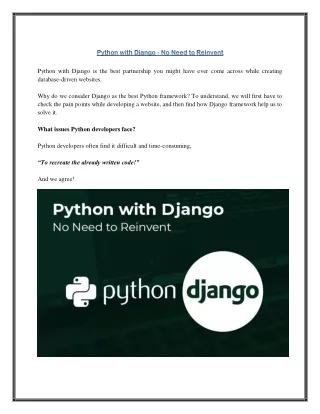 python with django is the best partnership
