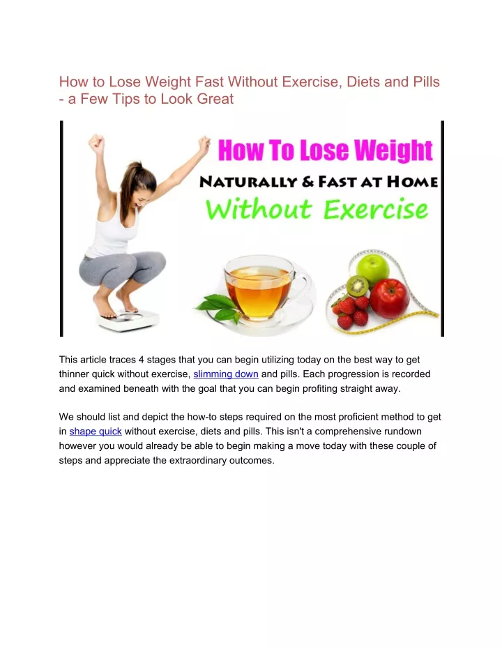 how to lose weight fast without exercise diets