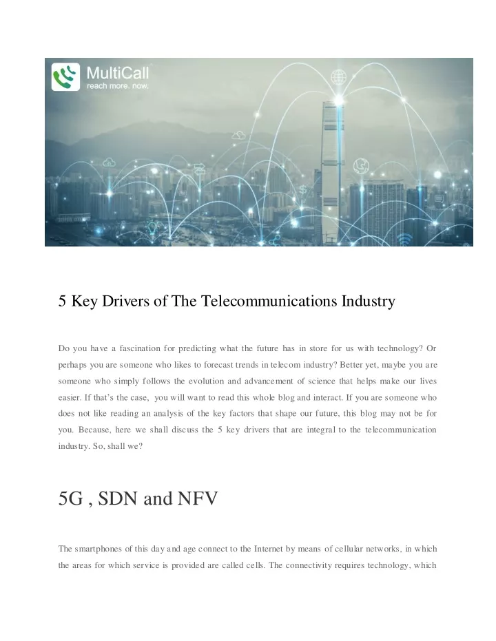 5 key drivers of the telecommunications industry
