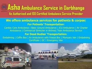 Confirm Patients’ Transport with ICU Ambulance Service in Darbhanga | ASHA Ambulance
