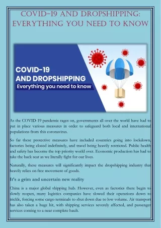 covid 19 and dropshipping everything you need