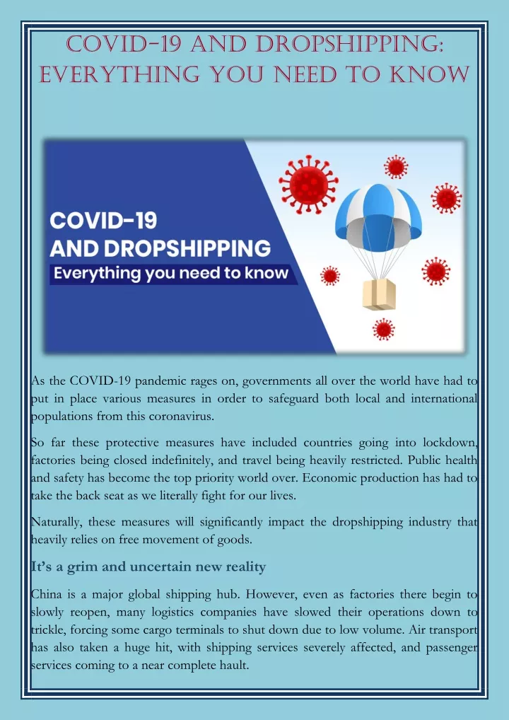 covid 19 and dropshipping everything you need