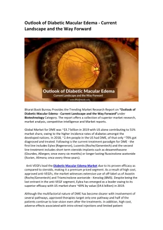 outlook of diabetic macular edema current