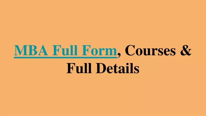 mba full form courses full details