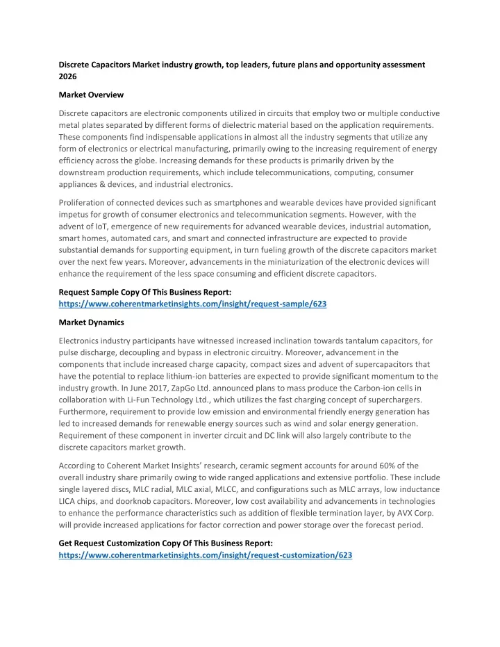 discrete capacitors market industry growth