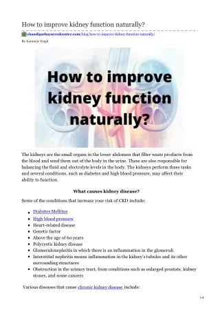 Ways to improve kidney function naturally