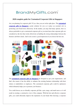 2020 complete guide for Customized Corporate Gifts in Singapore