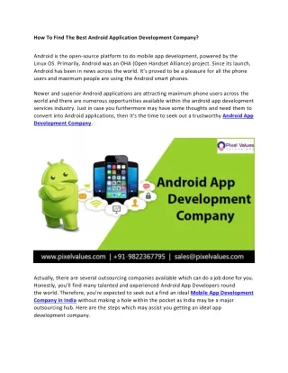 How To Find The Best Android Application Development Company