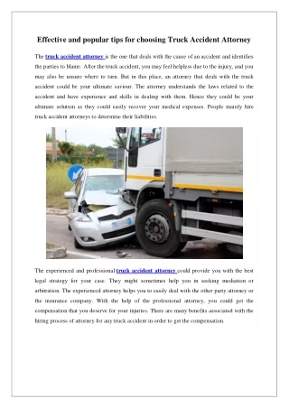 Effective and popular tips for choosing Truck Accident Attorney