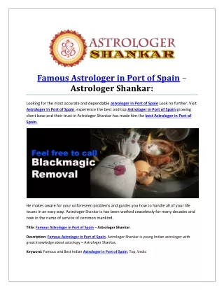 Famous Astrologer in Port of Spain – Astrologer Shankar: