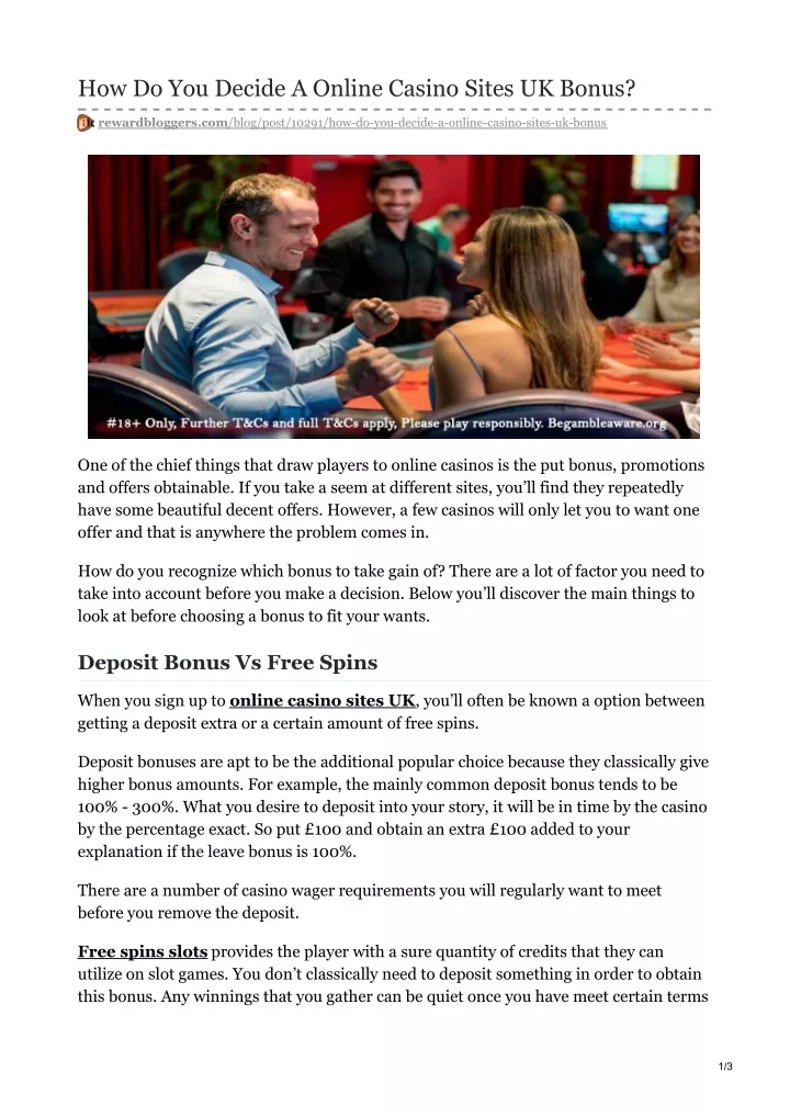 how do you decide a online casino sites uk bonus