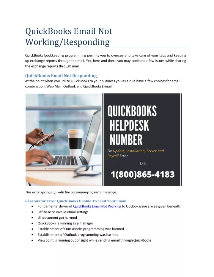 quickbooks email not working responding