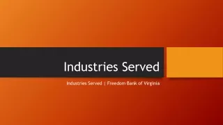 Industries Served | Freedom Bank of Virginia
