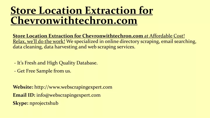 store location extraction for chevronwithtechron com