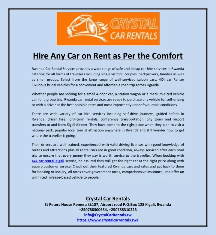 hire any car on rent as per the comfort