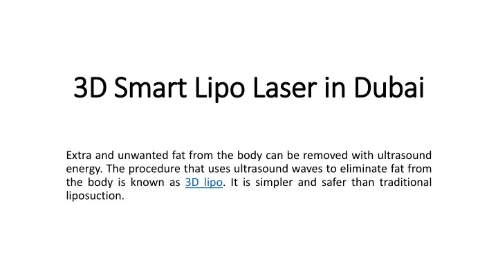 3d smart lipo laser in dubai