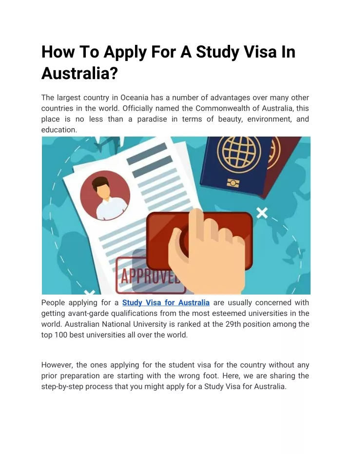 how to apply for a study visa in australia